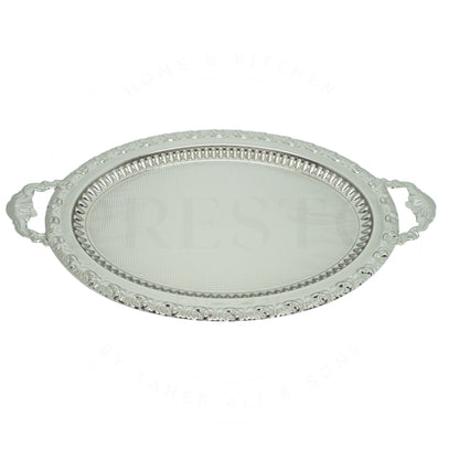 Textured oval tray for presentation golden and silver