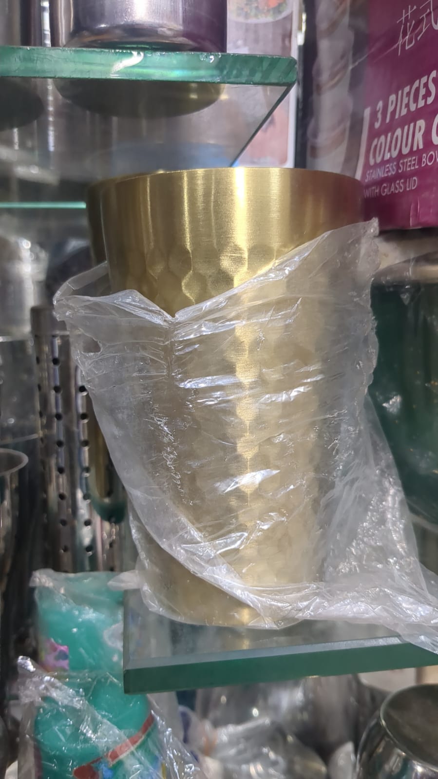 stainless steel golden colour glasses