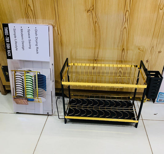 Door-Type Double-Layer Dish Rack (Flat Wire Style)