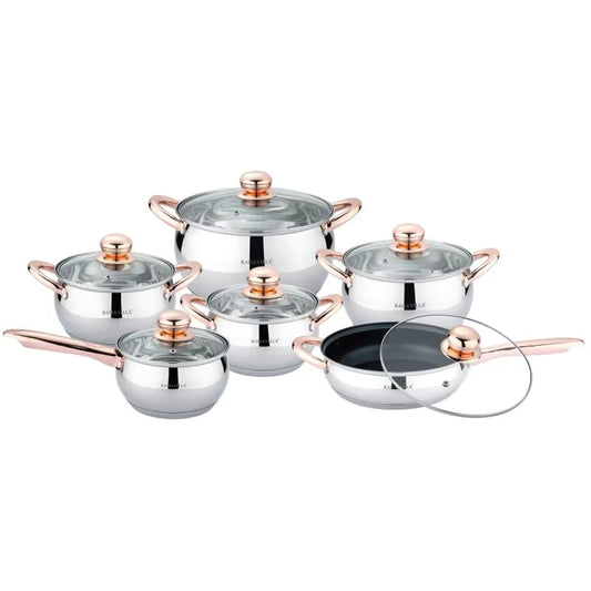 KAISA VILLA Stainless Steel Cookware Set 12 Pcs