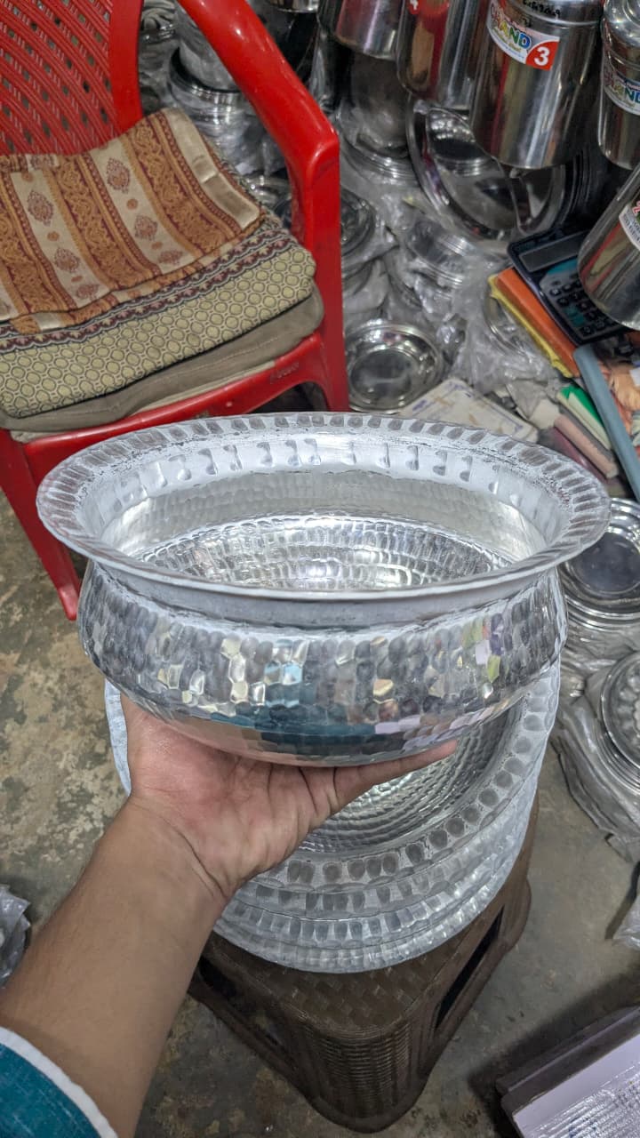 Stainless Steel Hammered Mathar Handi dish for serving ...
