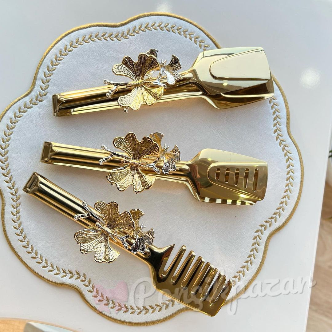 3pcs set Golden serving tong