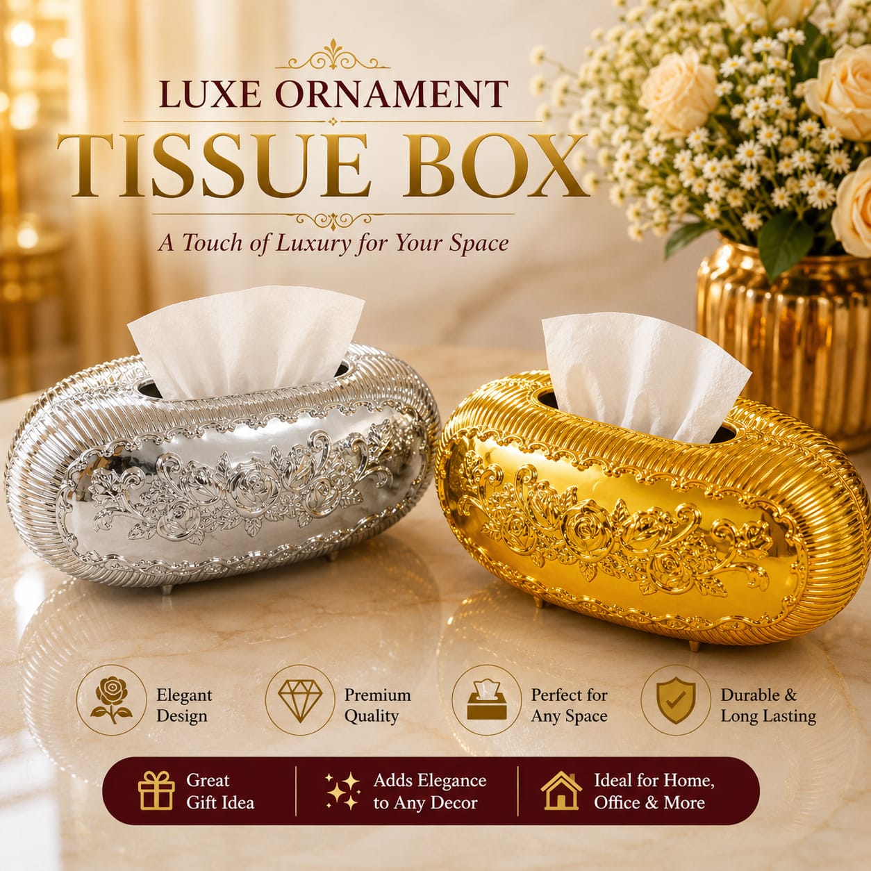 embossed tissue box holder