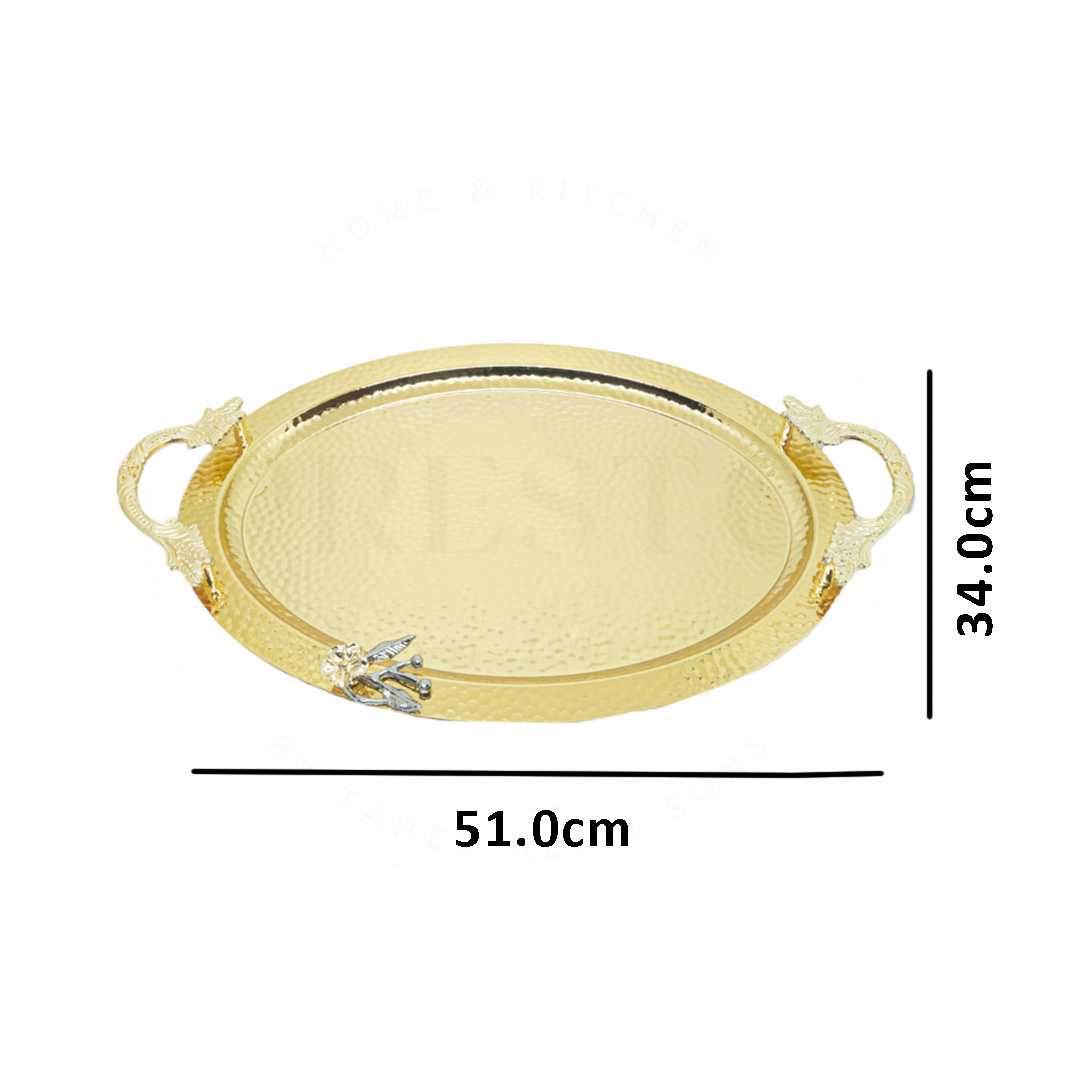 Turkey Heavy Golden Flower Motif Tray Set Rectangle
