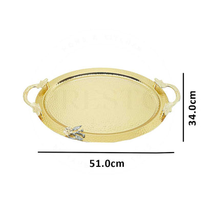 Turkey Heavy Golden Flower Motif Tray Set Rectangle