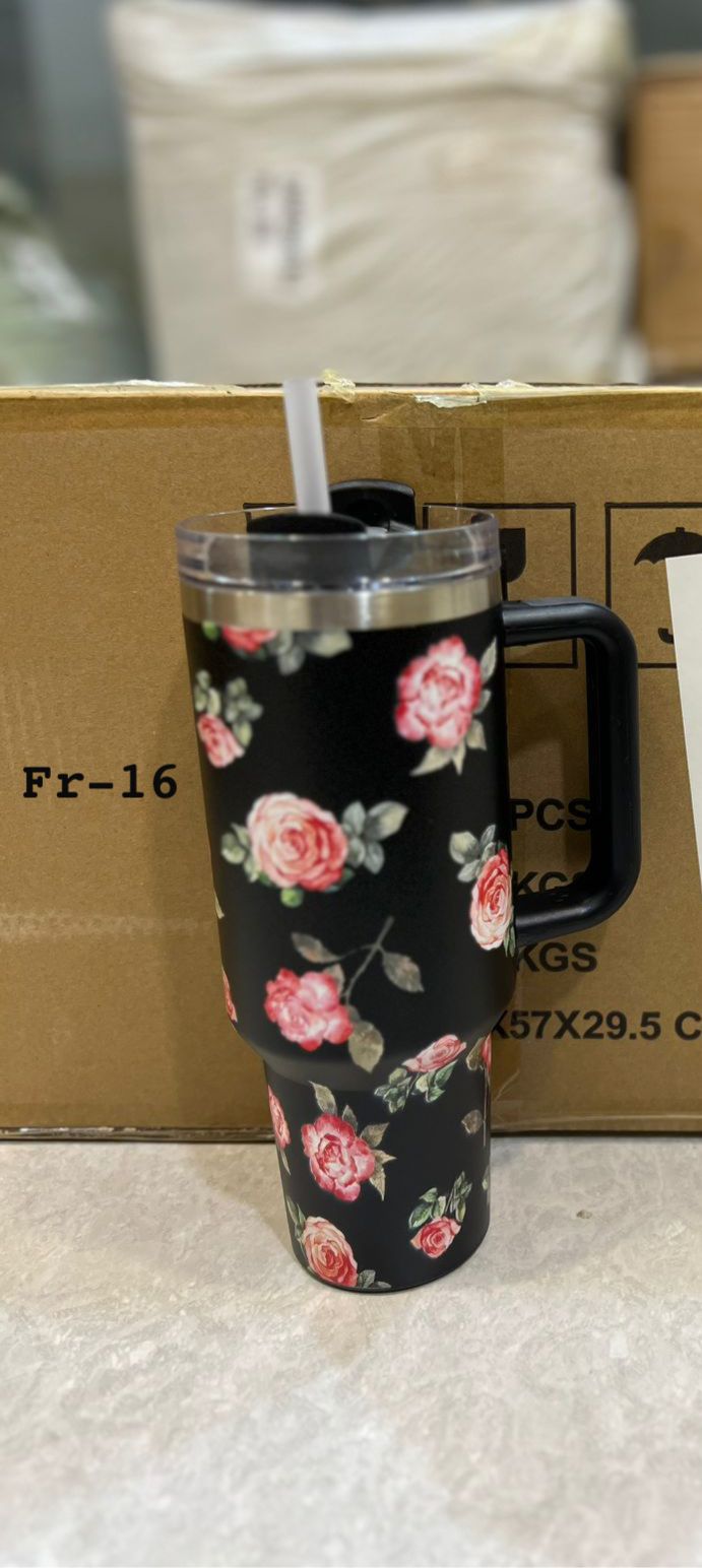 1200ML 40oz Flower design thumbler