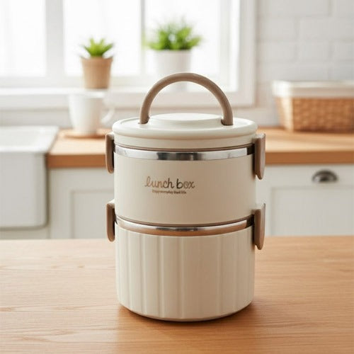 2 layer lunch box stainless steel inner