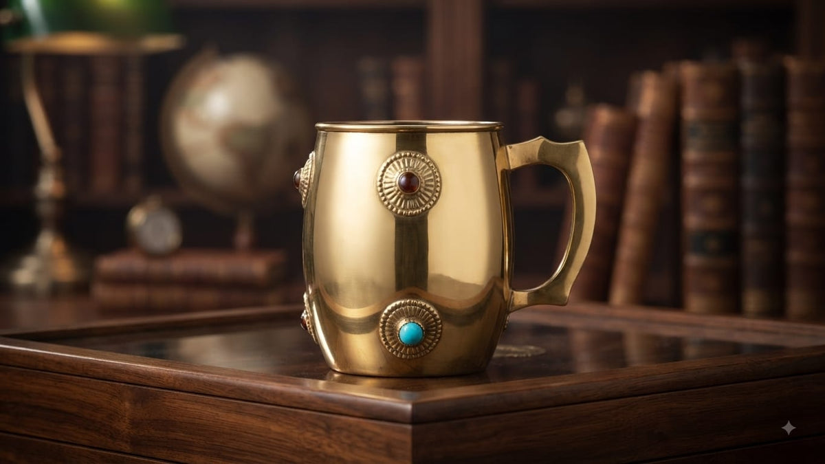 Vintage Solid Brass Mug-Adorned Copper Designs