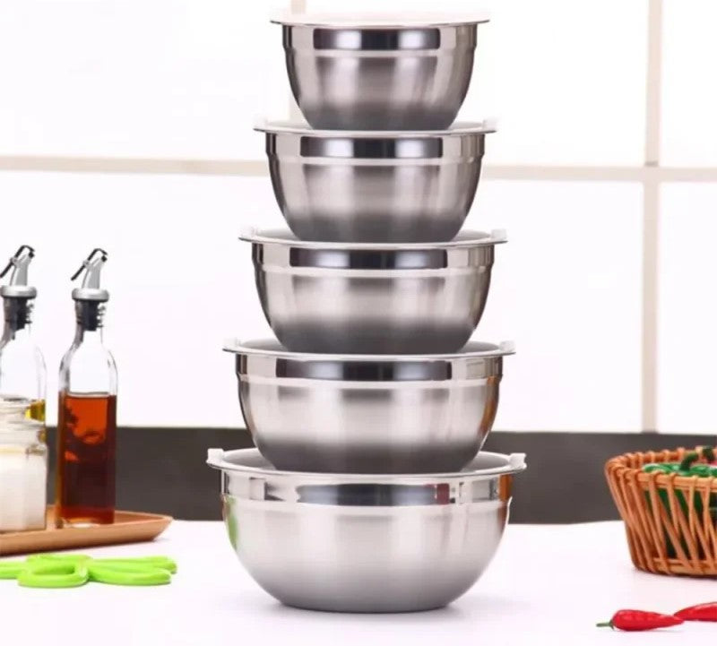 5Pcs Stainless Steel Airtight Bowl Set with white kids