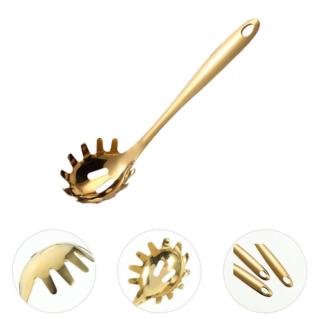 Stainless Steel Gold Slotted Spaghetti/Pasta Spoon plain