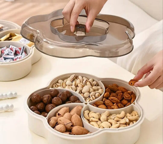 MODERN 5-COMPARTMENT SERVING TRAY WITH LIDS DUST-PROOF