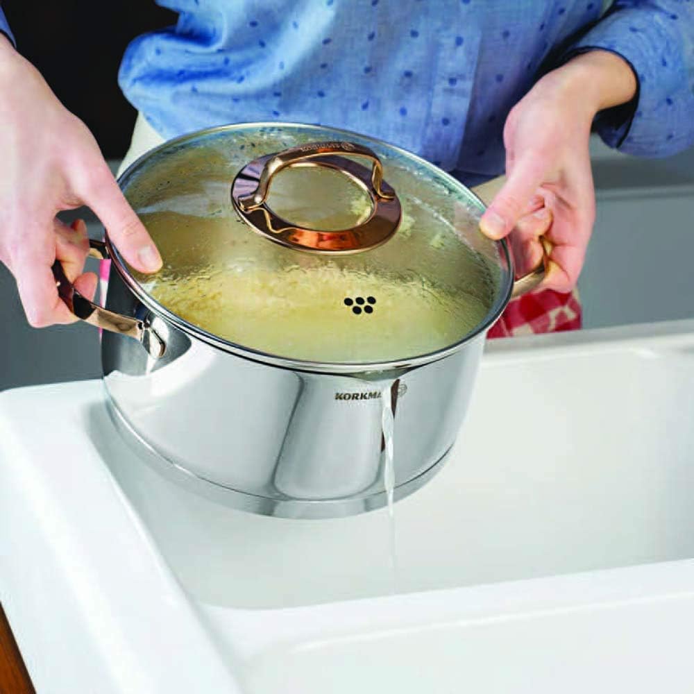 Original Korkmaz Rosanna 8 pcs Cookware set 18/10 stainless steel  made in TURKEY