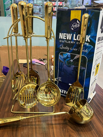 Stainless steel Golden kitchen spoon set