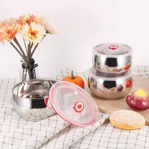 3pcs airtight stainless steel food storage bowl set