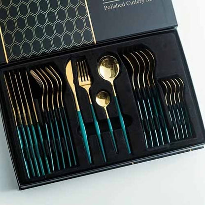 Imported 24 pcs cutlery set with different vibrant colour