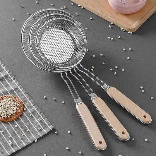 Stainless steel  stainer with wooden handle