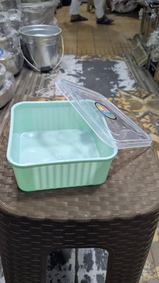 This mint green, stackable plastic container 2 box set