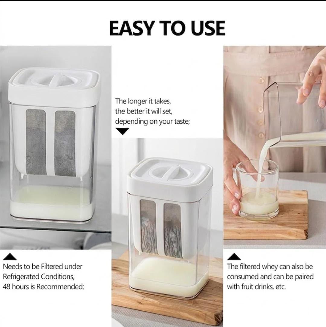 1100ml multi-purpose container acts as a Greek yogurt maker, hung curd strainer