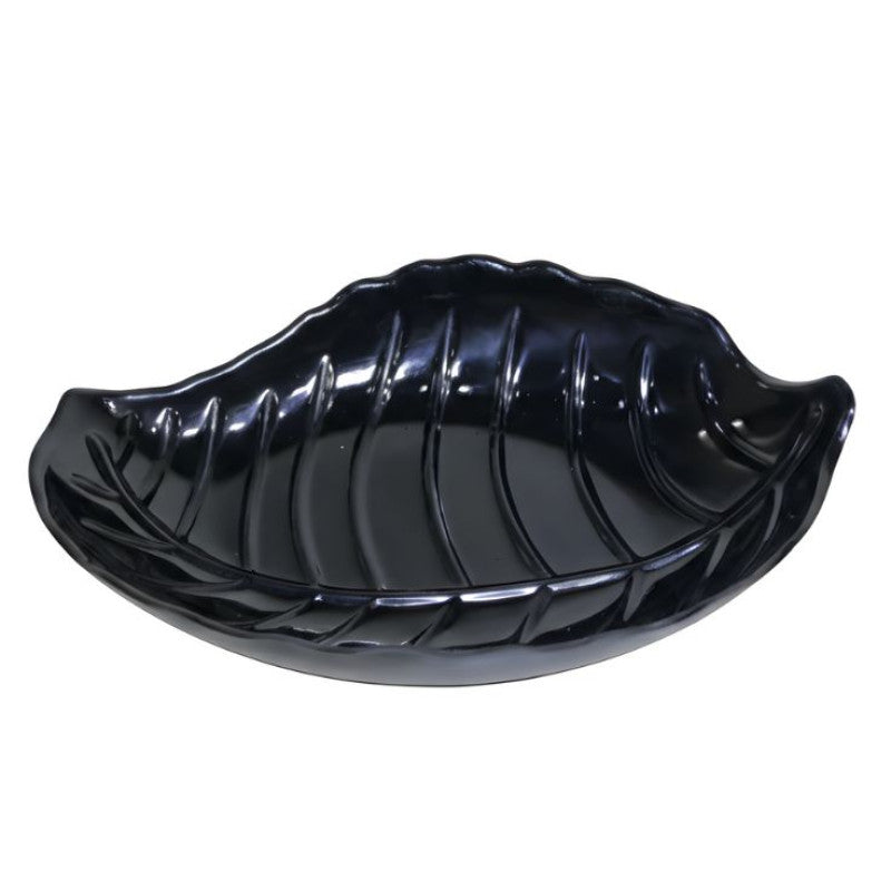 Black Leaf Shape Melamine Serving Plate