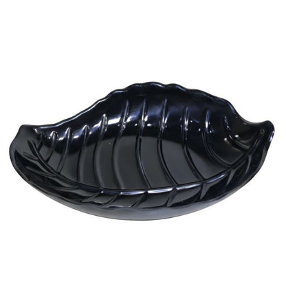 Black Leaf Shape Melamine Serving Plate