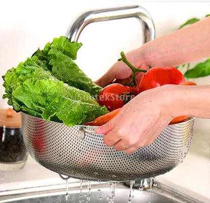 Set Of 6 Stainless Steel Strainer Colander Set with Handle, Fruit Vegetable Washing Basket
