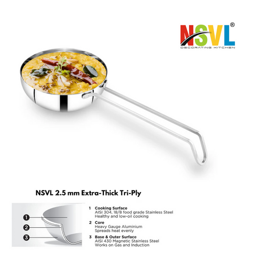 Stainless Steel Tadka Pan Wagar triply Food grade 18/10 steel