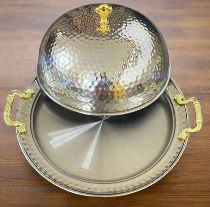 Bbq platter hammered stainless steel beautiful heavy