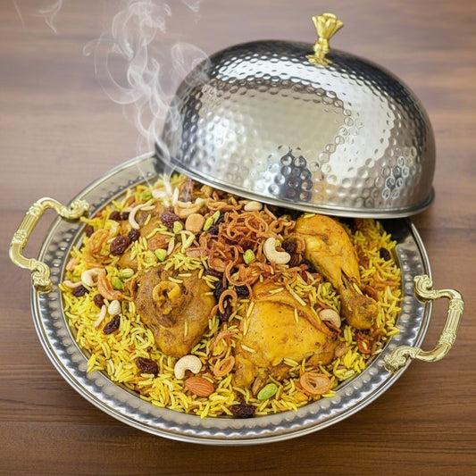 hshome.pk Bbq platter hammered stainless steel beautiful heavy - Hakimi Steel luxury serving dishes in pakistan karachi punjab serving platter tray plate mandi serving platter 