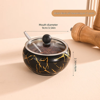 50ml baby sugar pot Stainless steel with glass lid and spoon