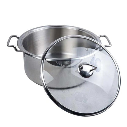 Alpha Cooking Pot degchi glass lid double bottom stainless steel Heavy Quality 16cm to 40cm