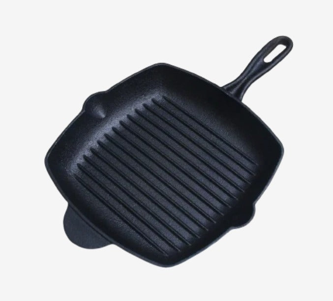 Cast iron square grill pan with handle