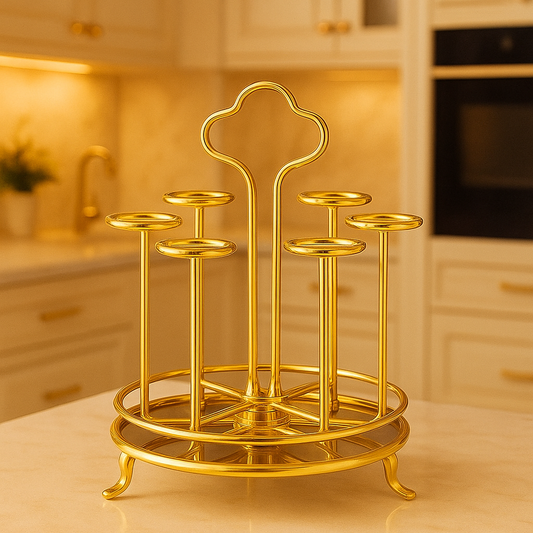 6 pcs Golden Glass Stand Rotate With Tray.