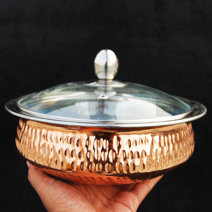 Serving Pure Copper Handi inside stainless steel Glass Lid