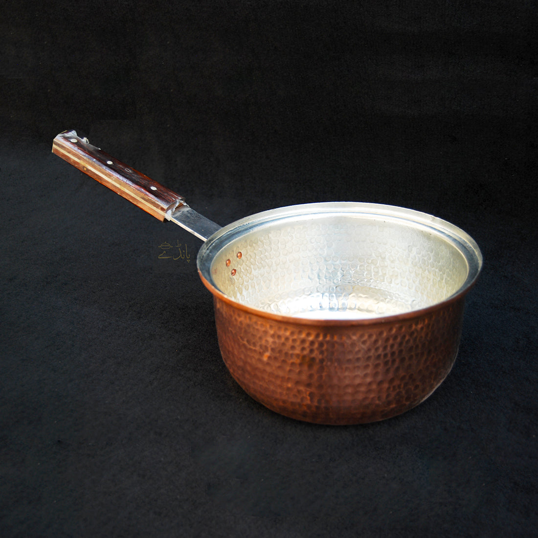 Copper Sauce Pan with Lid | 8 Inch dia size | With Qali | For Cooking | Large Size | Hammered Design