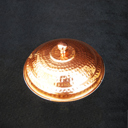 Copper Sauce Pan with Lid | 8 Inch dia size | With Qali | For Cooking | Large Size | Hammered Design