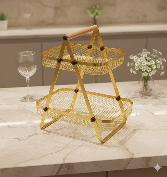 2 Tier Golden Fruit Basket