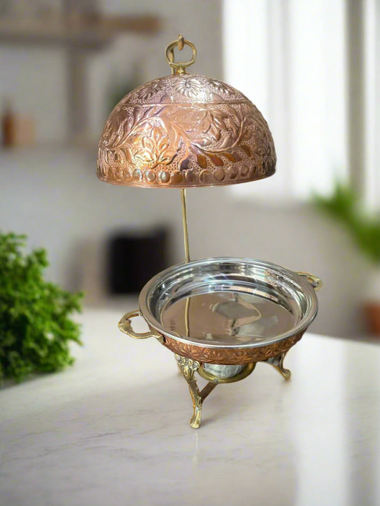 Copper golden chafing dish serving
