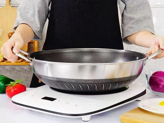 Honeycomb steel karahi without lid
