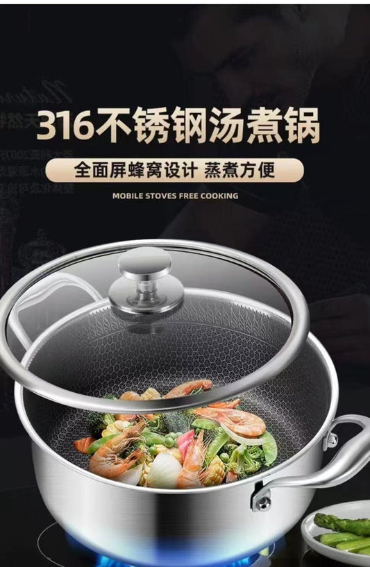 Honeycomb steel casserole with glass lid