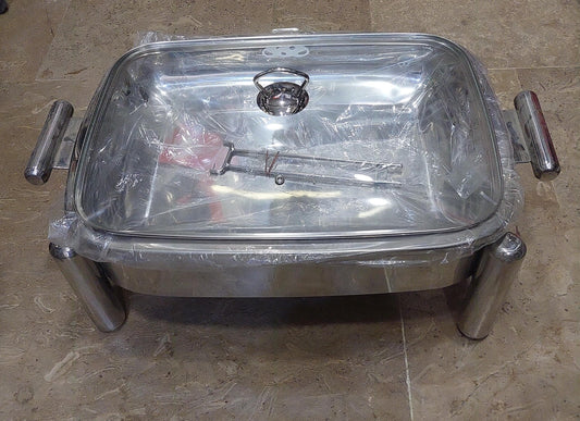 buffet chafing dish with burner and glass lid pipe stand heavy