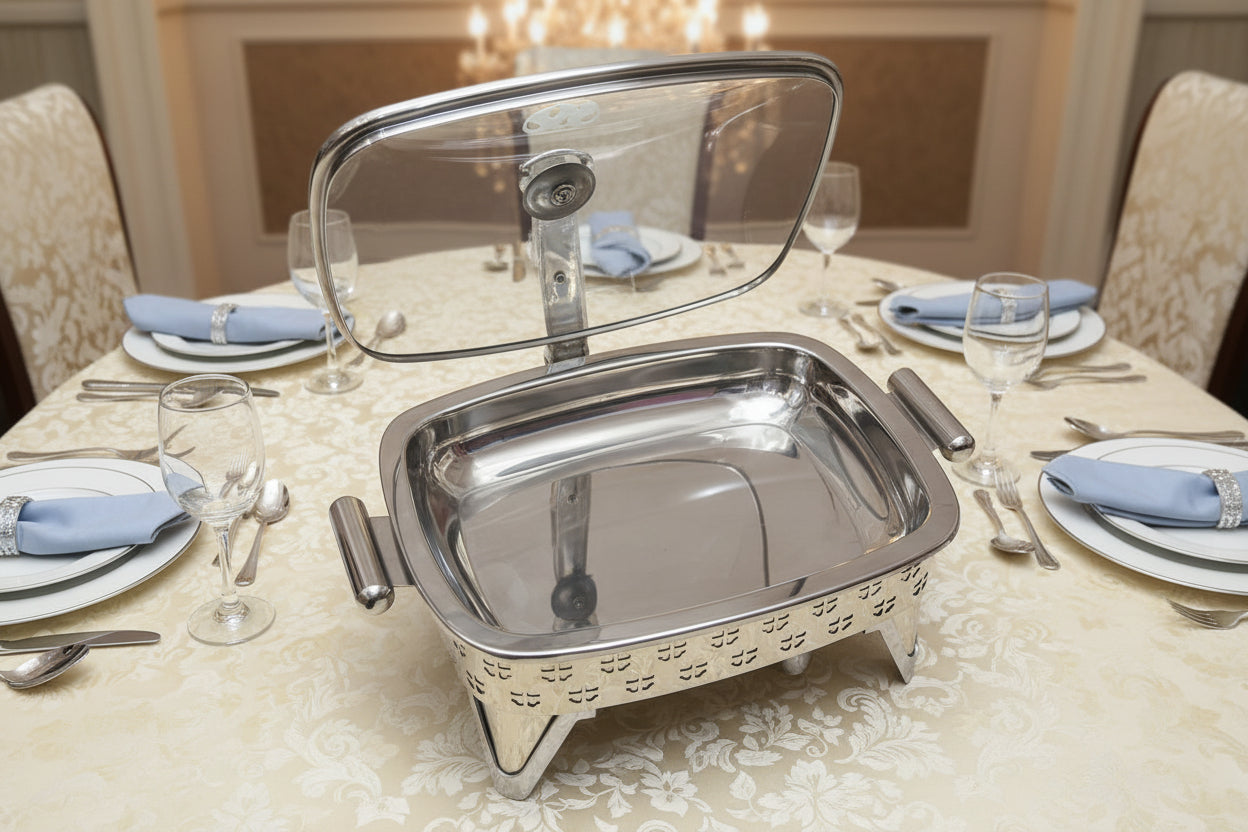 Stainless steel heavy chafing dish golden buffet dish with burner