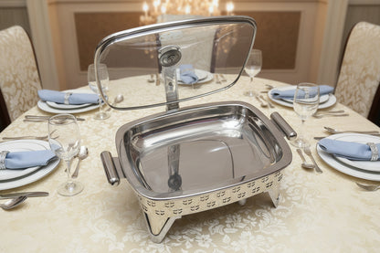 Stainless steel heavy chafing dish golden buffet dish with burner