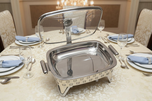 Stainless steel heavy chafing dish golden buffet dish with burner