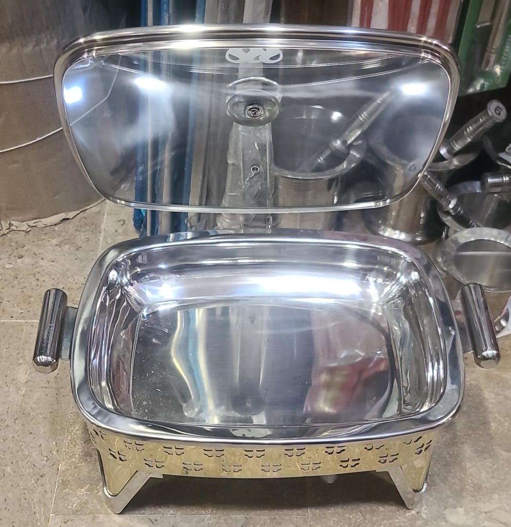 Stainless steel heavy chafing dish golden buffet dish with burner