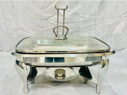 buffet chafing dish with burner and glass lid
