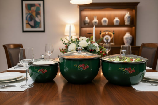 Stainless steel color donga serving dish with glass lid Hakimi Steel