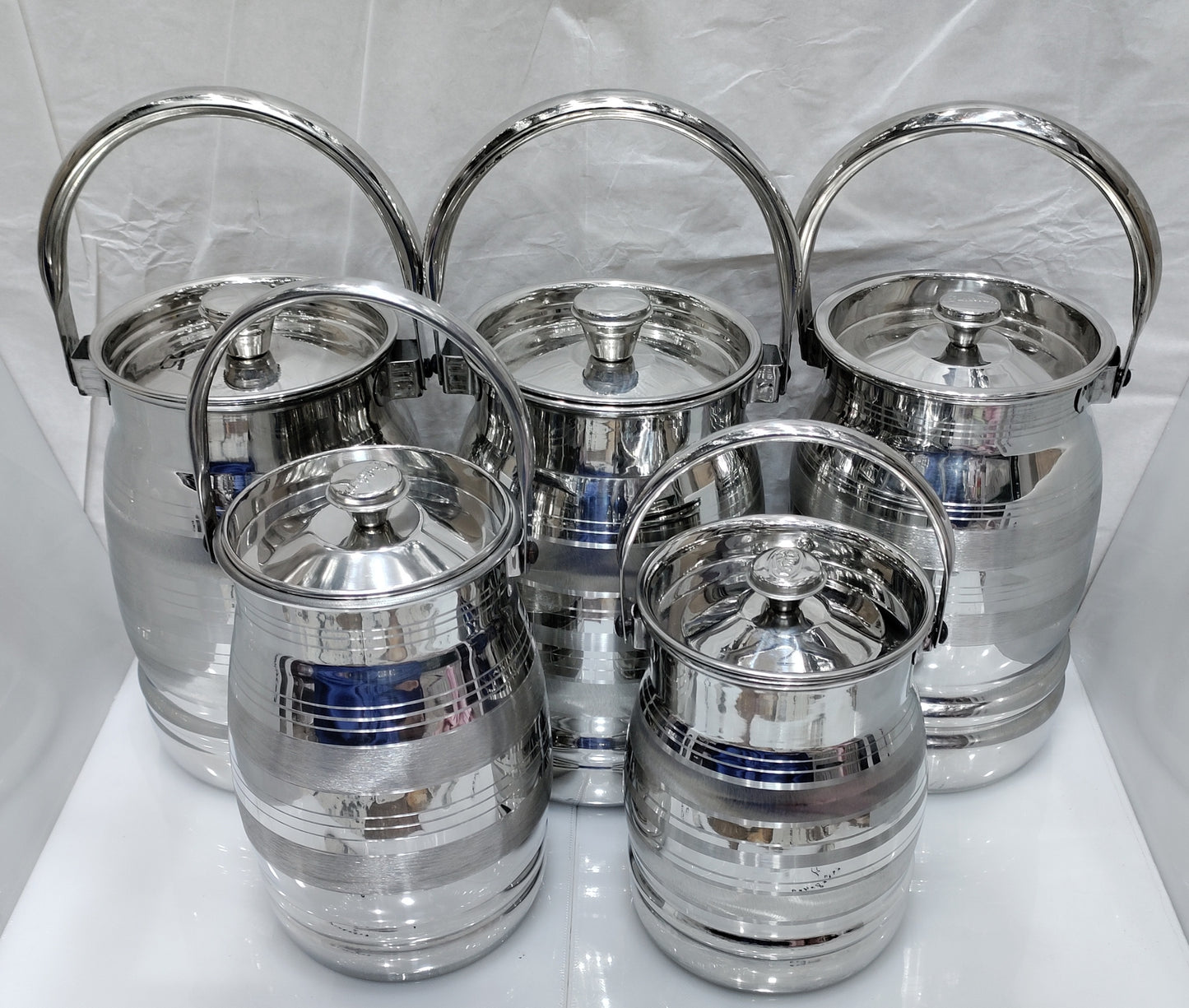 سلور ٹچ Milkcan سٹیل کنٹینر 5 سائز