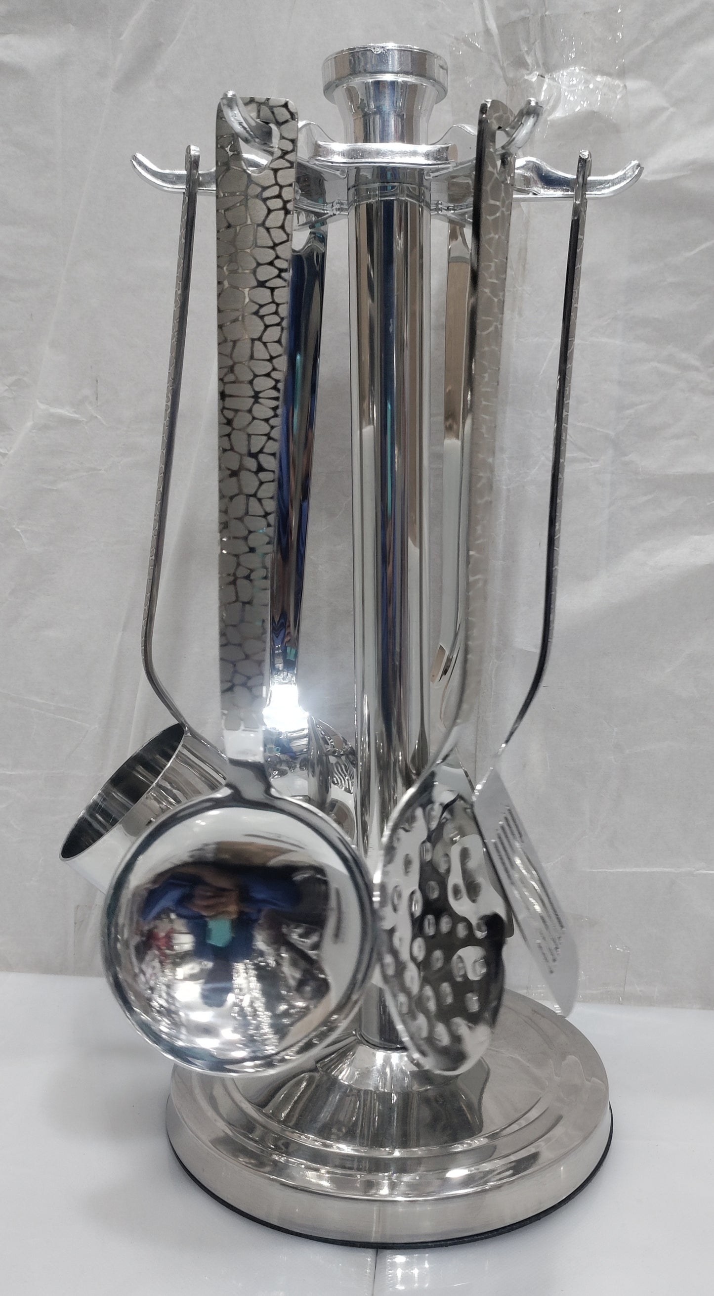 Stainless steel Laser Print kitchen spoon set with stand heavy material