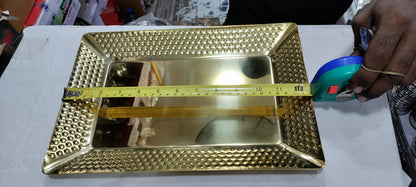 Rectangle Shahi Golden hammered bbq serving platter heavy new