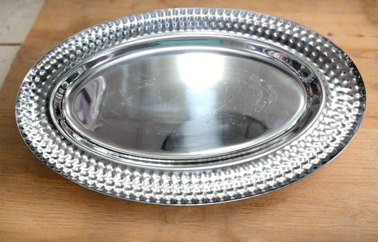 bbq platter tray serving plate hammered 